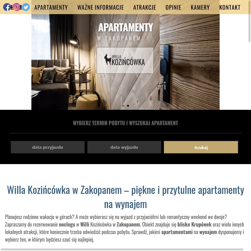 Apartament pod nosalem w Zakopanem